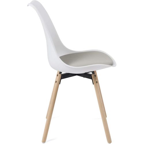 Lot 2 Chaises Scandinaves Cuisine Coussin Simili Pieds Bois Clair Mia (blanc Gris)