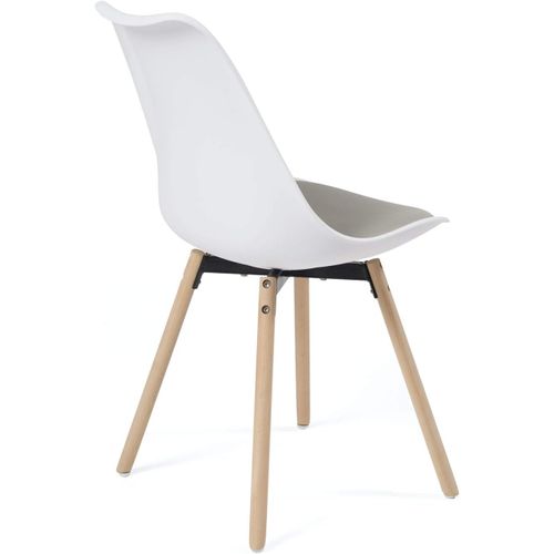Lot 2 Chaises Scandinaves Cuisine Coussin Simili Pieds Bois Clair Mia (blanc Gris)