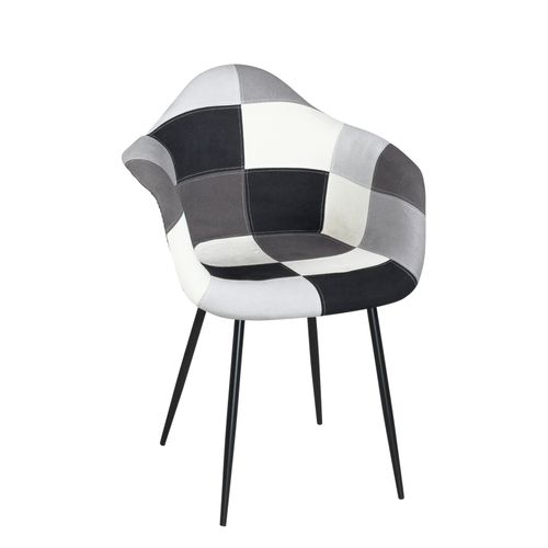 Lot De 2 Fauteuils Accoudoirs Patchwork Pieds Métal Novo (gris)