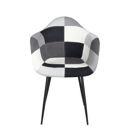 Lot De 2 Fauteuils Accoudoirs Patchwork Pieds Métal Novo (gris)