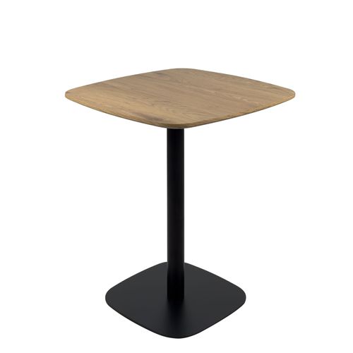 Table Bistrot Cuisine Hauteur 75cm Plateau 60x60cm, 1-2 Personnes Pied Métal Sila (noir Bois)
