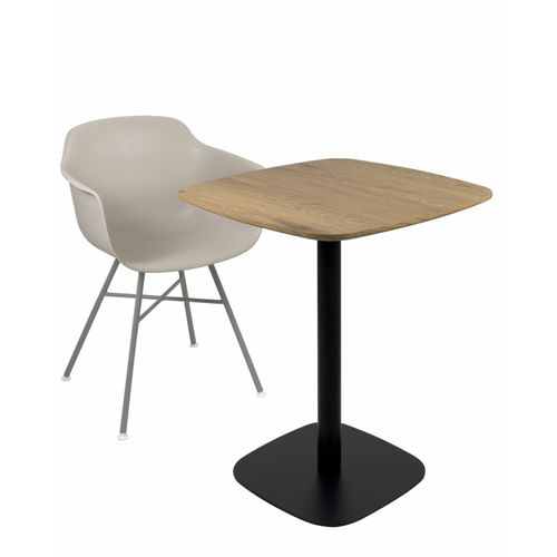 Table Bistrot Cuisine Hauteur 75cm Plateau 60x60cm, 1-2 Personnes Pied Métal Sila (noir Bois)