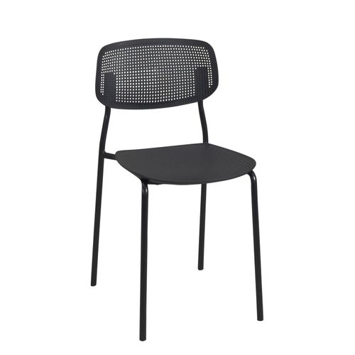 Lot De 4 Chaises De Cuisine Empilables Aza (noir)
