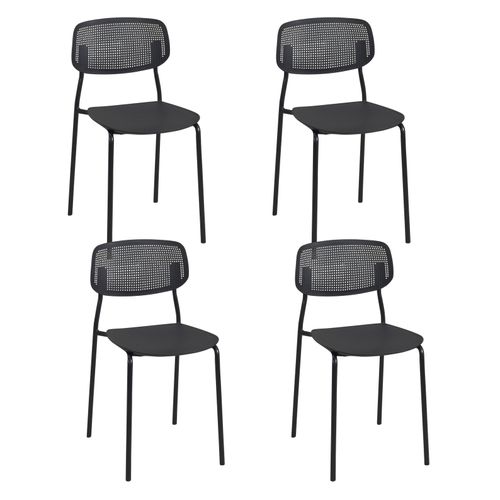 Lot De 4 Chaises De Cuisine Empilables Aza (noir)