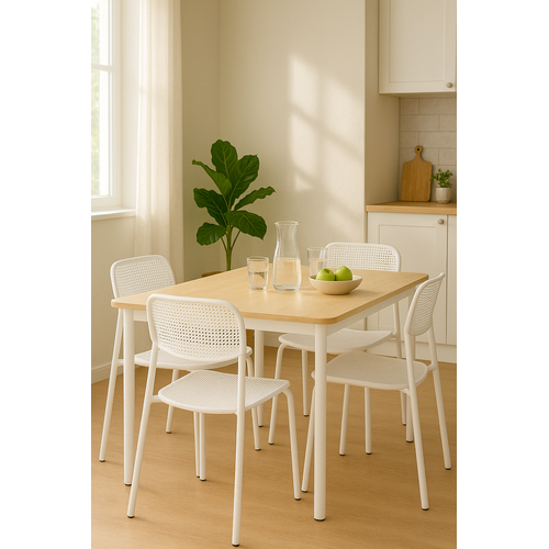 Lot De 4 Chaises De Cuisine Empilables Aza (blanc)