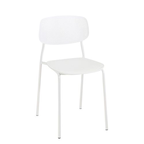 Lot De 4 Chaises De Cuisine Empilables Aza (blanc)