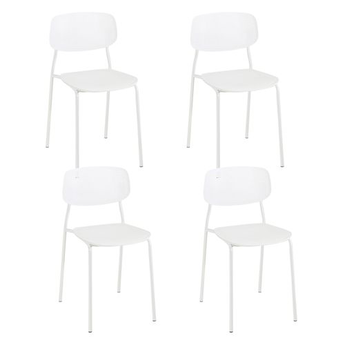 Lot De 4 Chaises De Cuisine Empilables Aza (blanc)