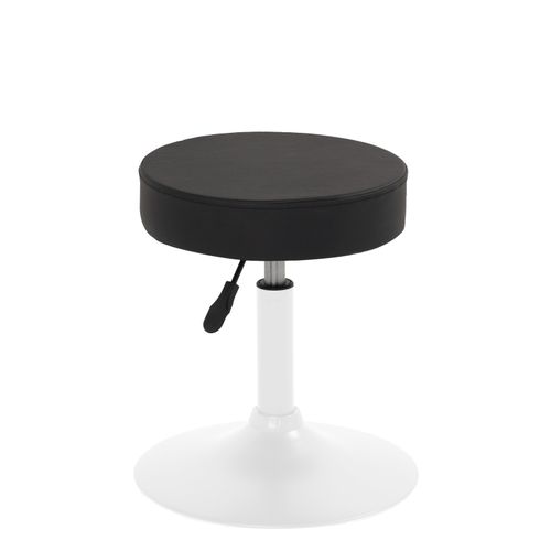 Petit Tabouret Simili Rond Rembourré Pivotant Hauteur Réglable 43 à 57 Cm Yu (noir Blanc)
