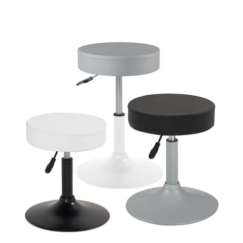 Petit Tabouret Simili Rond Rembourré Pivotant Hauteur Réglable 43 à 57 Cm Yu (noir Gris)