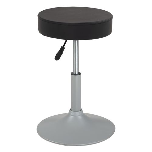 Petit Tabouret Simili Rond Rembourré Pivotant Hauteur Réglable 43 à 57 Cm Yu (noir Gris)