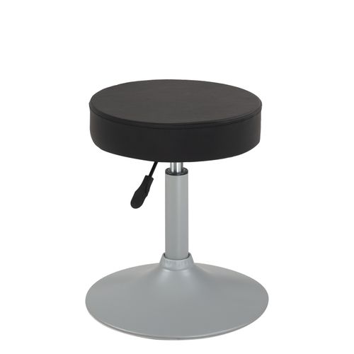 Petit Tabouret Simili Rond Rembourré Pivotant Hauteur Réglable 43 à 57 Cm Yu (noir Gris)