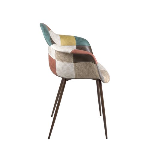 Lot De 2 Fauteuils Accoudoirs Patchwork Pieds Métal Novo (marron)