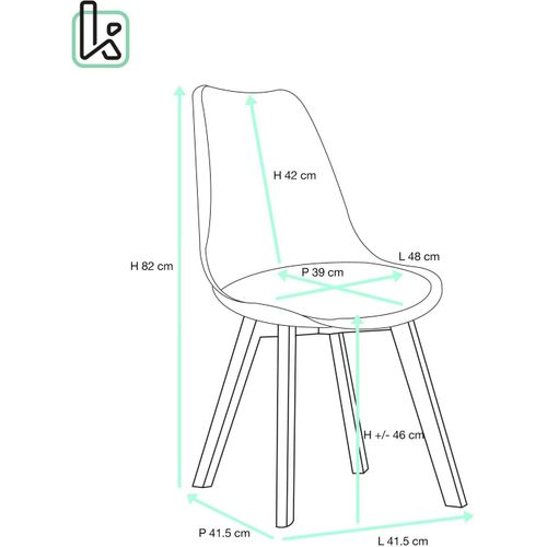 Lot 4 Chaises Scandinaves Large Siège Coussin Simili Pieds Bois Hêtre Lao (blanc)