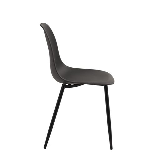 Lot 4 Chaises De Cuisine Design Siège Plastique Souple Pieds Métal Nova (noir)