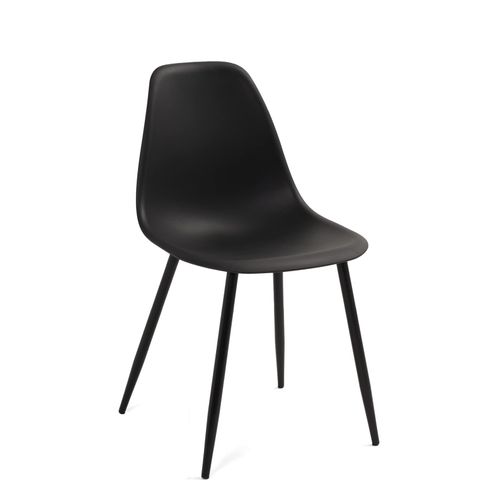Lot 4 Chaises De Cuisine Design Siège Plastique Souple Pieds Métal Nova (noir)