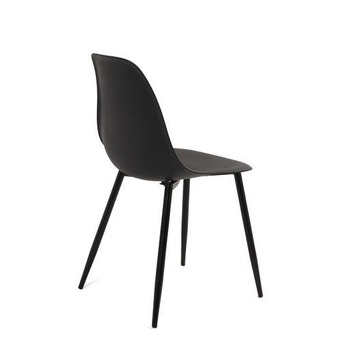 Lot 4 Chaises De Cuisine Design Siège Plastique Souple Pieds Métal Nova (noir)