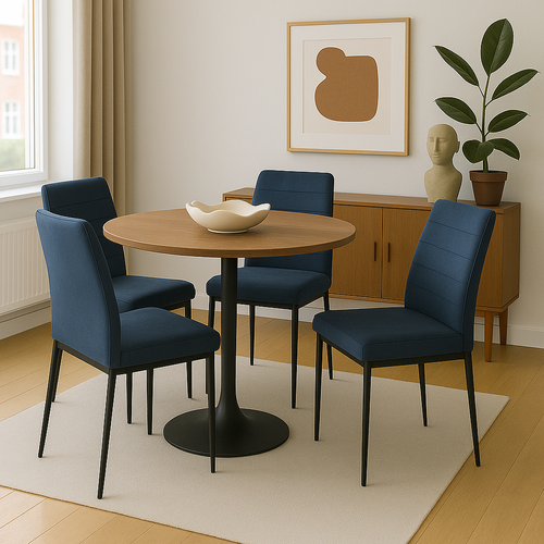 Lot De 4 Chaises De Salle à Manger Milo, Tissu Rayé (bleu Foncé)