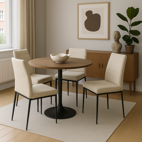 Lot De 4 Chaises De Salle à Manger Milo, Tissu Rayé (beige)