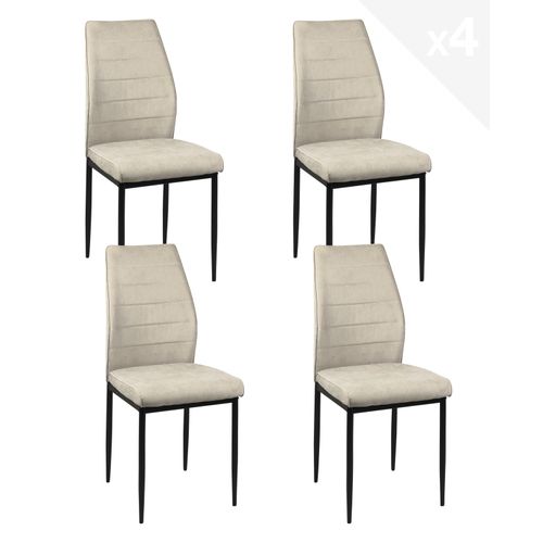 Lot De 4 Chaises De Salle à Manger Milo, Tissu Rayé (beige)