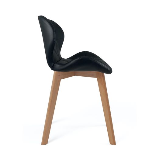 Lot 4 Chaises Scandinaves Simili Matelassé Rembourré Pieds Bois Clair Fati (noir)