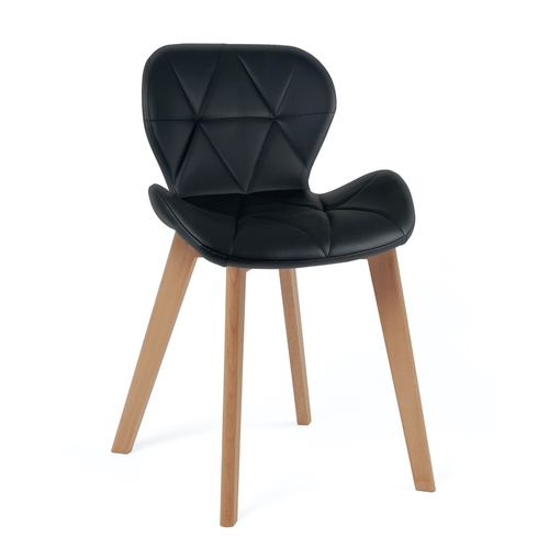 Lot 4 Chaises Scandinaves Simili Matelassé Rembourré Pieds Bois Clair Fati (noir)