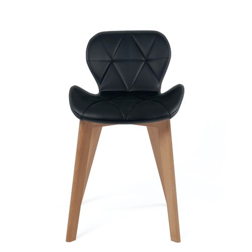 Lot 4 Chaises Scandinaves Simili Matelassé Rembourré Pieds Bois Clair Fati (noir)