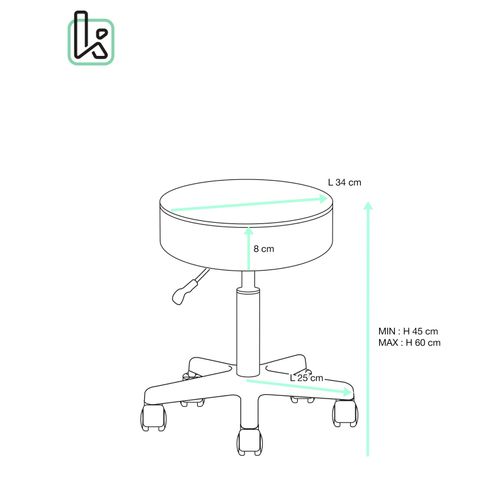 Tabouret à Roulettes Siège Rond Simili Rembourré Pivotant Hauteur Réglable Ye (gris Foncé)