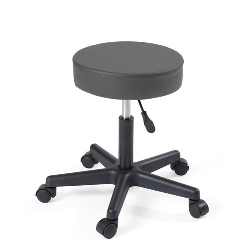 Tabouret à Roulettes Siège Rond Simili Rembourré Pivotant Hauteur Réglable Ye (gris Foncé)