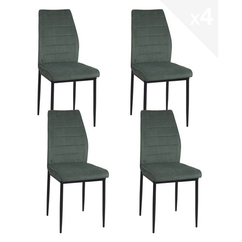 Lot De 4 Chaises De Salle à Manger Milo, Tissu Rayé (vert)