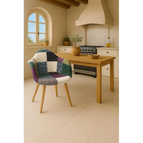 Lot De 2 Chaises Scandinaves Avec Accoudoirs, Nera (patchwork Méditerranéen)