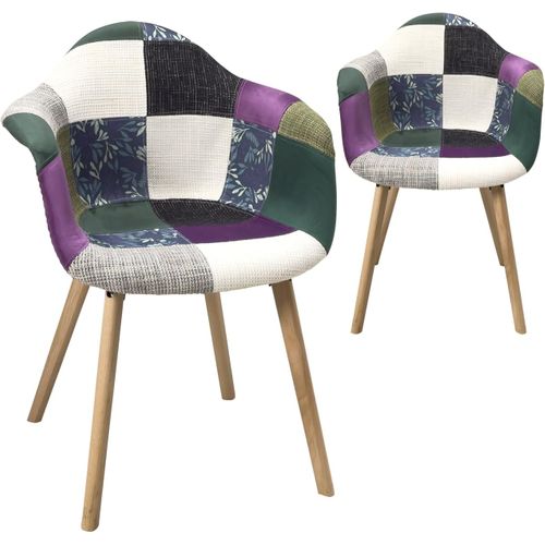 Lot De 2 Chaises Scandinaves Avec Accoudoirs, Nera (patchwork Méditerranéen)