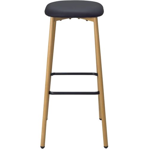 Tabourets De Bar, Hauteur D'assise 78 Cm, Pieds Métal Immitation Hêtre, Lot De 2 Nes (noir)