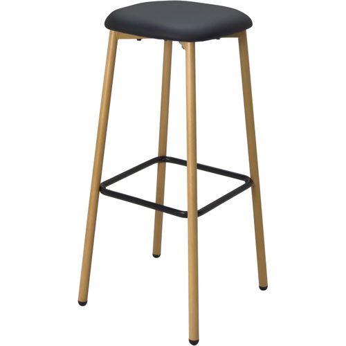 Tabourets De Bar, Hauteur D'assise 78 Cm, Pieds Métal Immitation Hêtre, Lot De 2 Nes (noir)