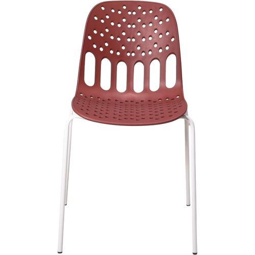 Chaises De Cuisine Design, Lot De 4, Empilables, Pied, Métal Kio (rouge Blanc)