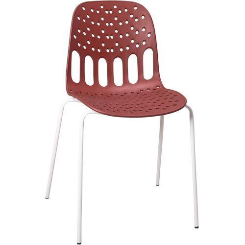 Chaises De Cuisine Design, Lot De 4, Empilables, Pied, Métal Kio (rouge Blanc)