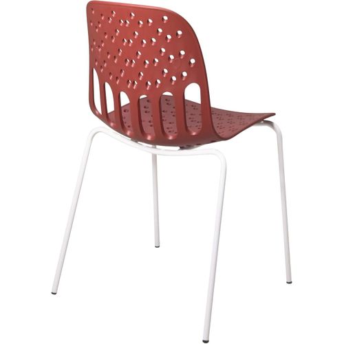 Chaises De Cuisine Design, Lot De 4, Empilables, Pied, Métal Kio (rouge Blanc)