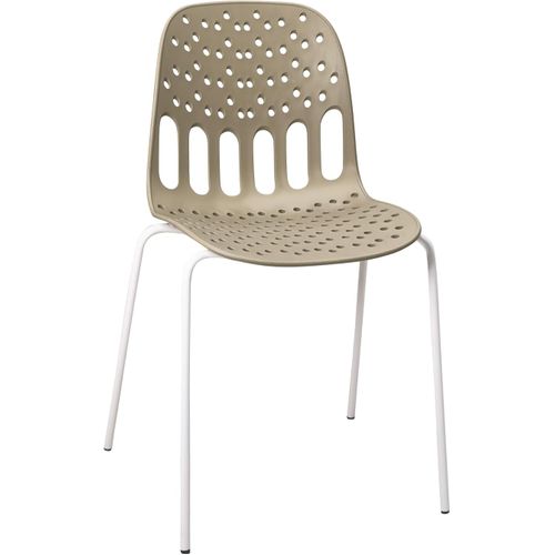 Chaises De Cuisine Design, Lot De 4, Empilables, Pied, Métal Kio (kaki Blanc)