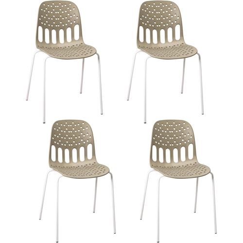 Chaises De Cuisine Design, Lot De 4, Empilables, Pied, Métal Kio (kaki Blanc)