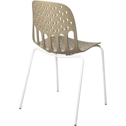 Chaises De Cuisine Design, Lot De 4, Empilables, Pied, Métal Kio (kaki Blanc)