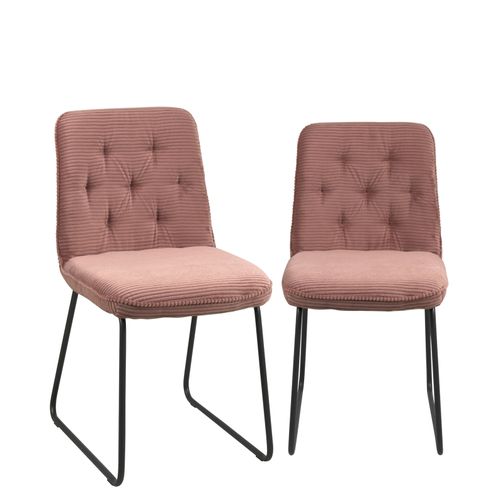 Lot De 2 Chaises Vintage Zeli, Tissu à Rayures (rose)