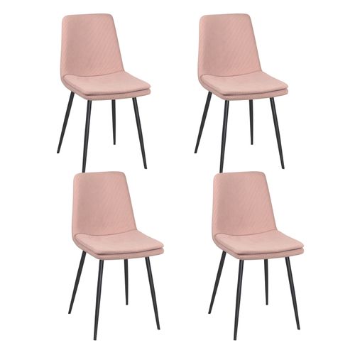 Lot De 4 Chaises Design Yam, Tissu à Rayures (rose)