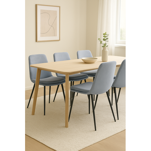 Lot De 4 Chaises Design Yam, Tissu à Rayures (bleu)