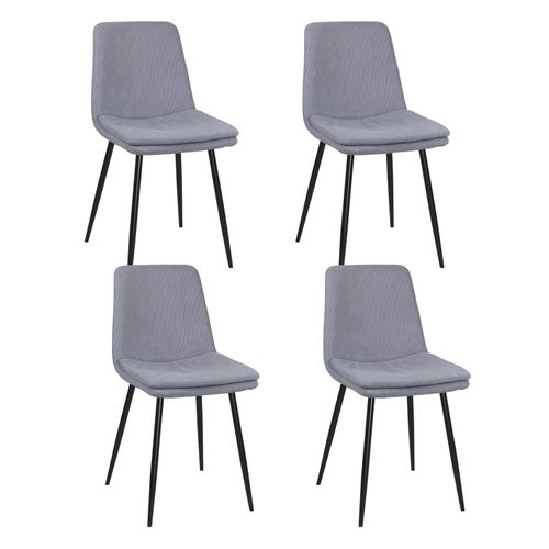 Lot De 4 Chaises Design Yam, Tissu à Rayures (bleu)