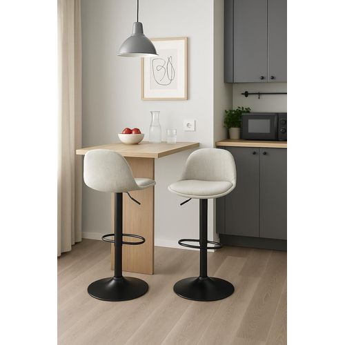 Tabourets De Bar Cuisine Design Sig+ - Lot De 2 Chaises De Bar Réglable (tissu Gris)