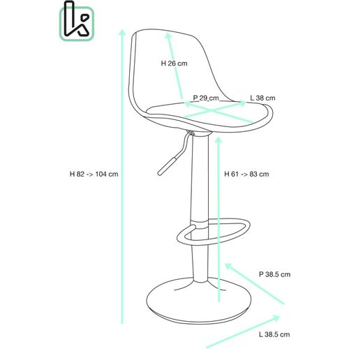 Tabourets De Bar Cuisine Design Sig+ - Lot De 2 Chaises De Bar Réglable (tissu Gris)