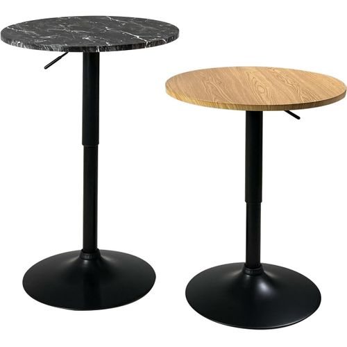 Table De Bar Haute Ø60 Cm – Mange-debout Hauteur Réglable Et Pivotant Seti (marbre Noir)