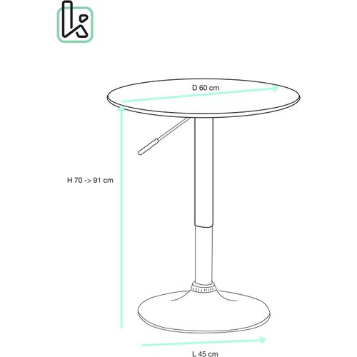 Table De Bar Haute Ø60 Cm – Mange-debout Hauteur Réglable Et Pivotant Seti (marbre Noir)
