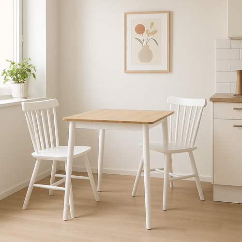 Lot De 2 Chaises Bistrot En Bois Massif Mona, Style Rétro à Barreaux (blanc)