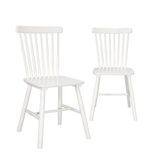 Lot De 2 Chaises Bistrot En Bois Massif Mona, Style Rétro à Barreaux (blanc)