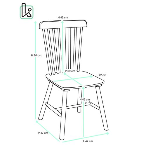 Lot De 2 Chaises Bistrot En Bois Massif Mona, Style Rétro à Barreaux (blanc)